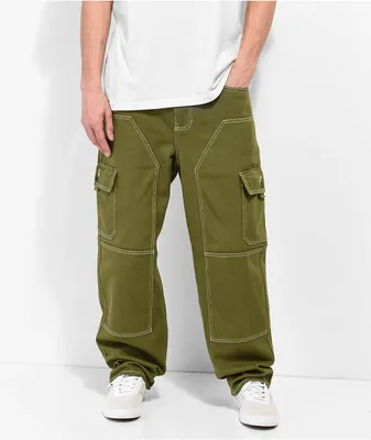 Empyre Loose Fit Double Knee Dark Green Cargo Skate Jeans