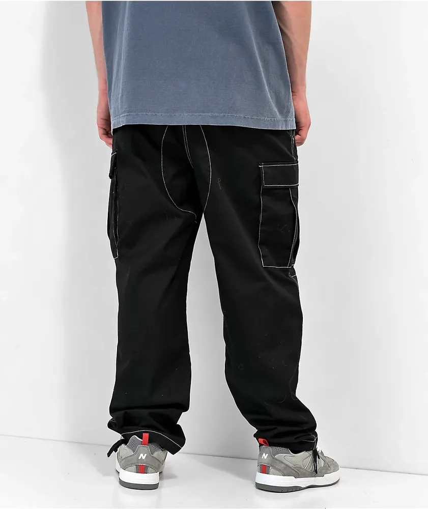 Empyre Loose Fit Embroidered Black Cargo Skate Pants