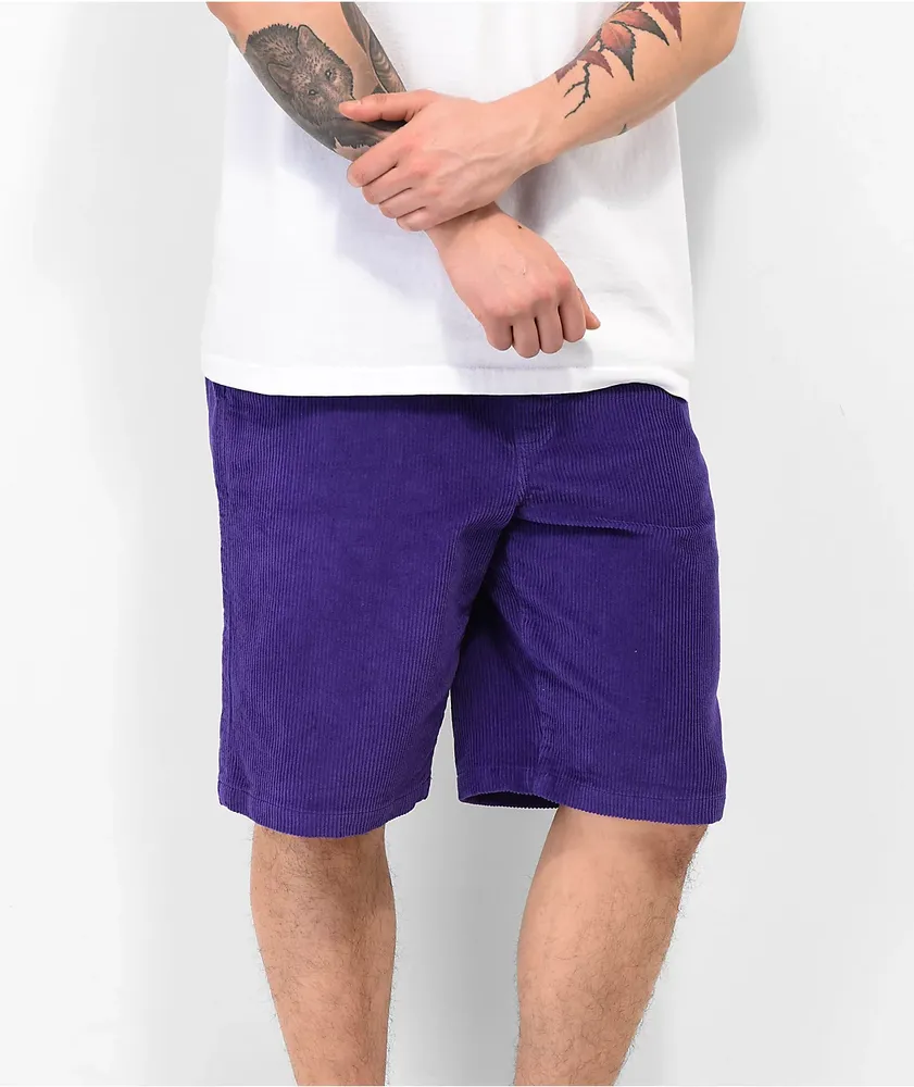 Empyre Loose Fit Purple Corduroy Skate Shorts