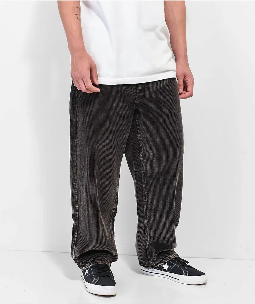 Empyre Loose Fit Sk8 Black Acid Wash Corduroy Skate Pants