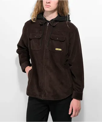 Empyre Lucky Brown Hooded Corduroy Shirt