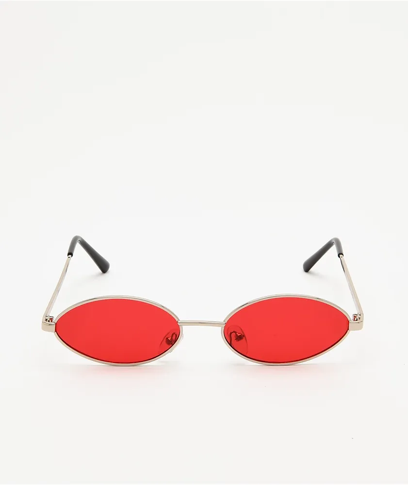 Empyre Miller Mini Oval Red & Silver Sunglasses