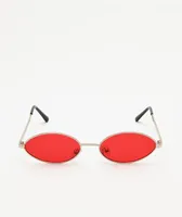 Empyre Miller Mini Oval Red & Silver Sunglasses