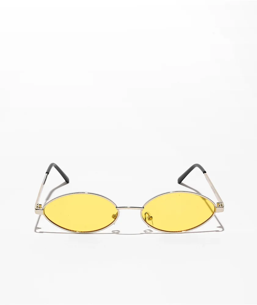 Empyre Miller Yellow & Gold Oval Sunglasses