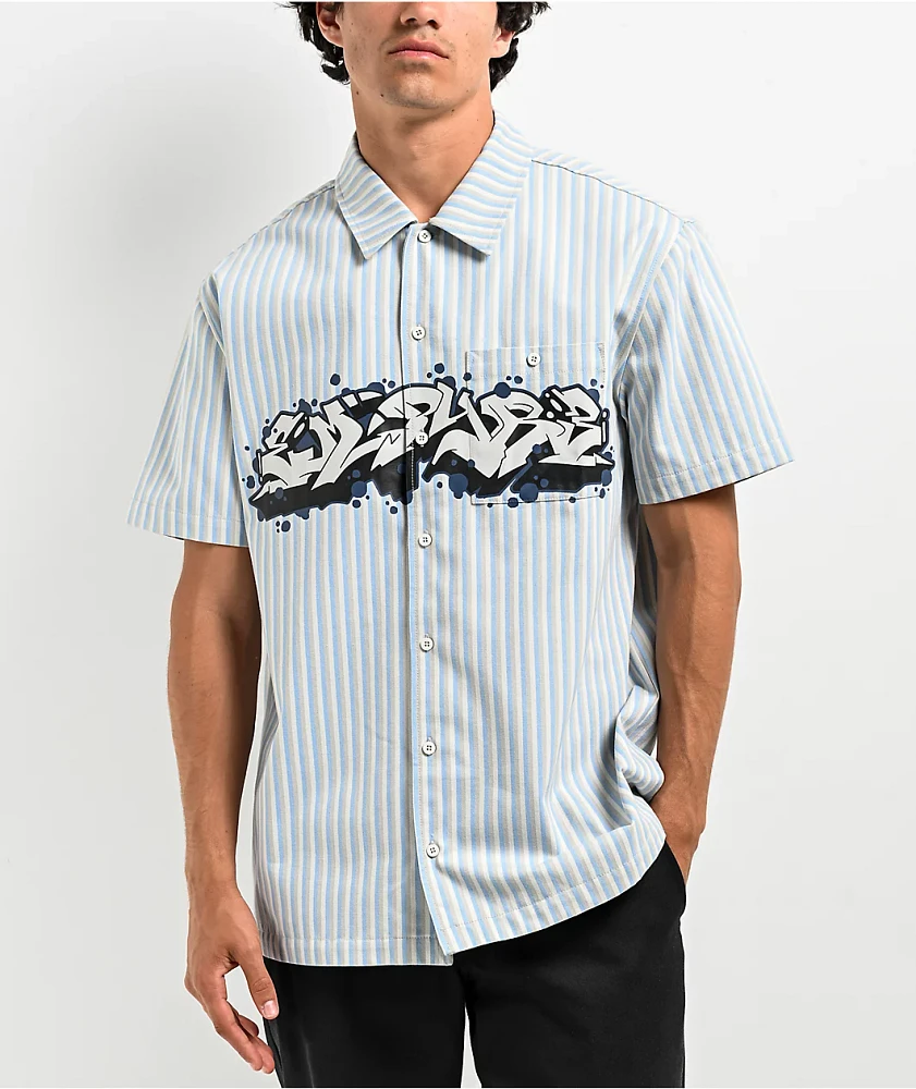 Empyre Motive Striped Blue Short Sleeve Shirt