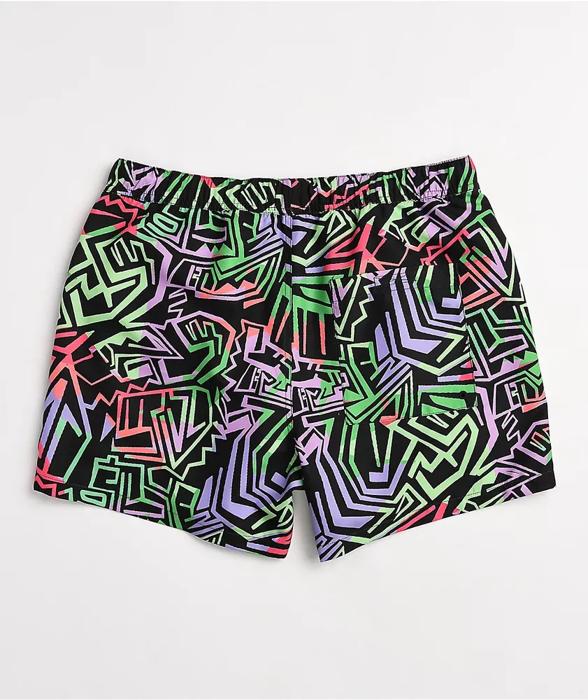 Empyre Ollie Geo Black & Multi Board Shorts