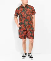 Empyre Otto Floral Red Short Sleeve Button Up Shirt