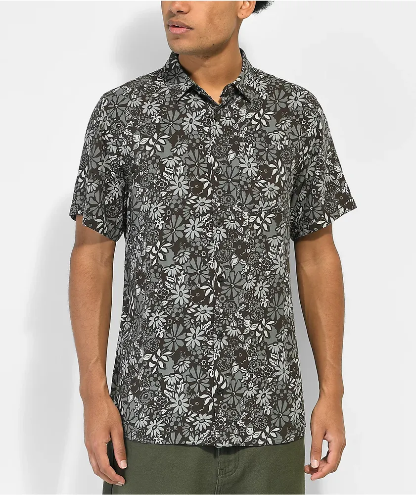 Empyre Overgrown Short Sleeve Black Button Up Shirt