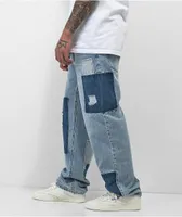 Empyre Patchwork Light Blue Denim Skate Jeans