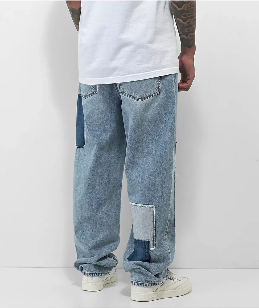 Empyre Patchwork Light Blue Denim Skate Jeans