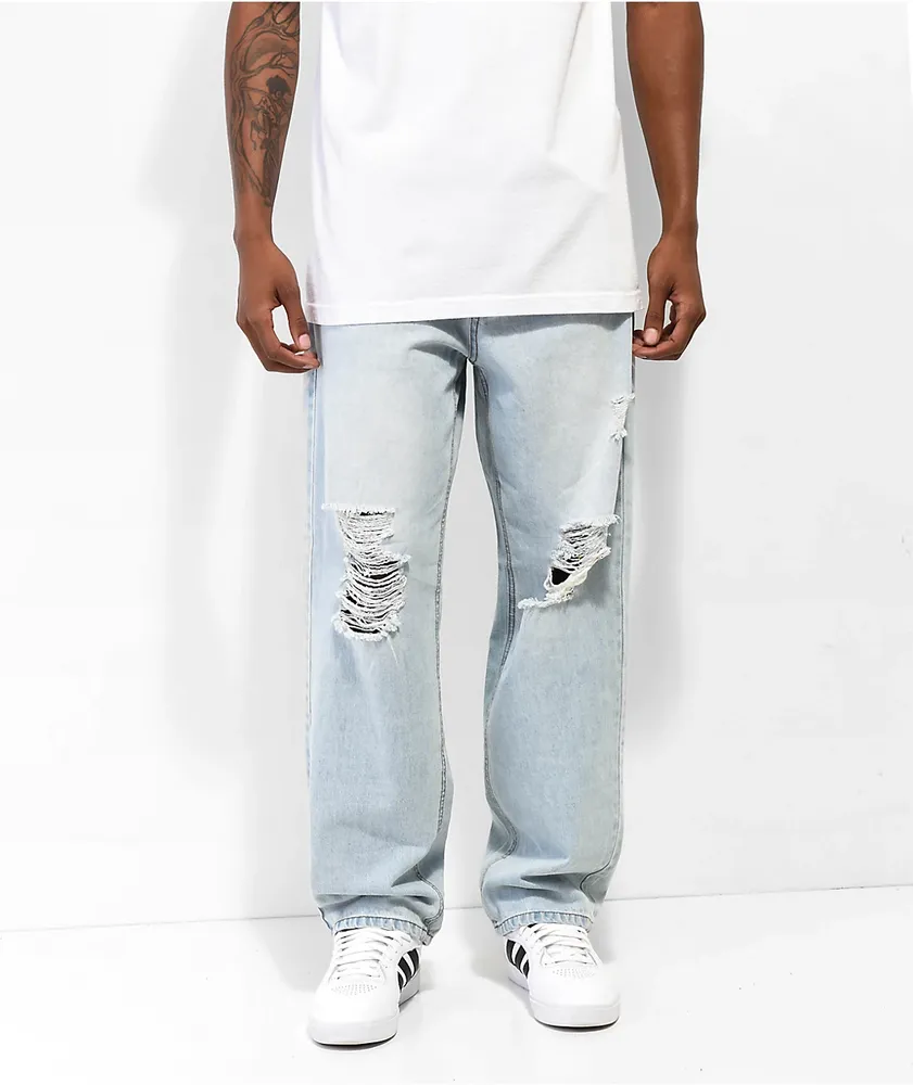 Empyre Peri Light Blue Wash Ripped Skate Jeans