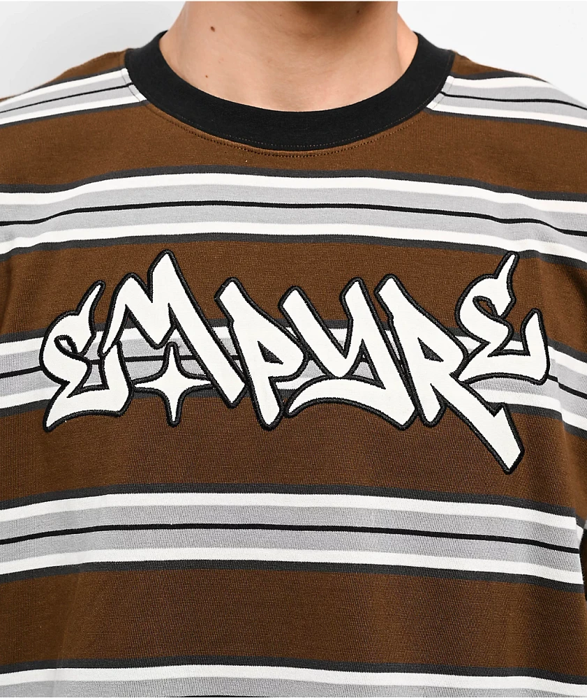 Empyre Razor Stripe Brown Knit T-Shirt