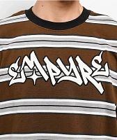 Empyre Razor Stripe Brown Knit T-Shirt