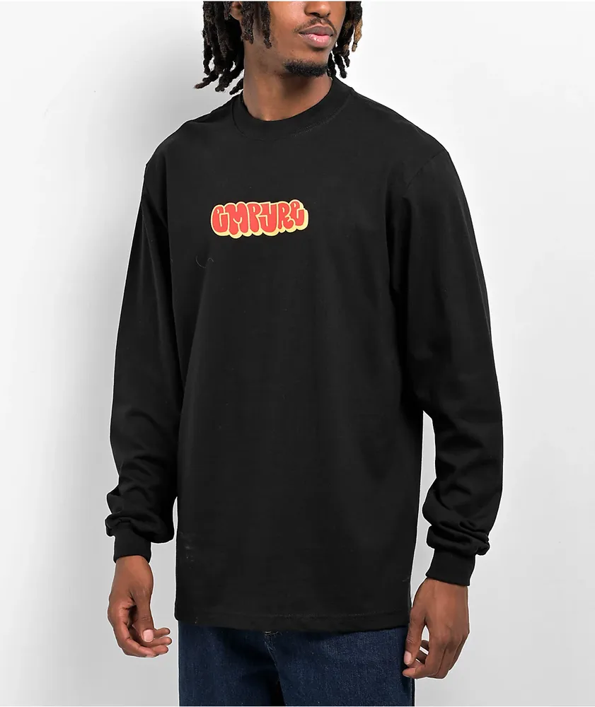 Champion Men's Long Sleeve Graphic Logo T-Shirt, Black, Medium, Cotton