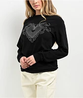 Empyre Rhinestone Heart Black Long Sleeve T-Shirt