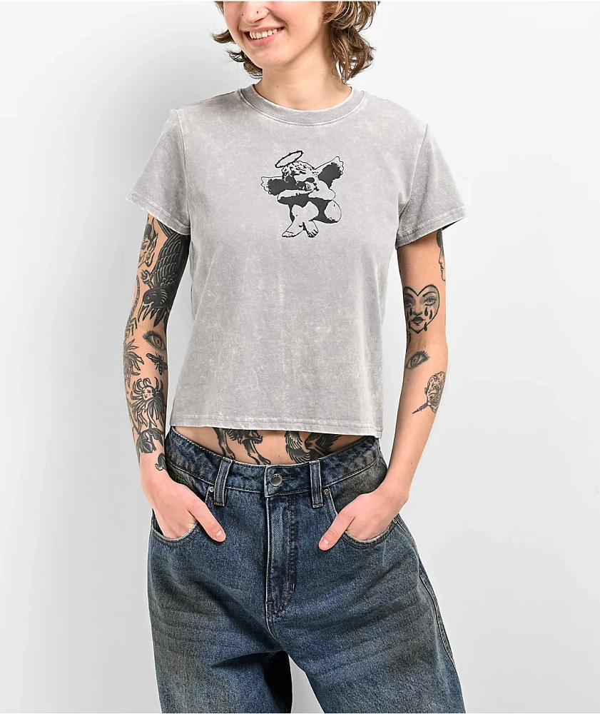 Empyre Ricky Angel Grey Mineral Wash T-Shirt