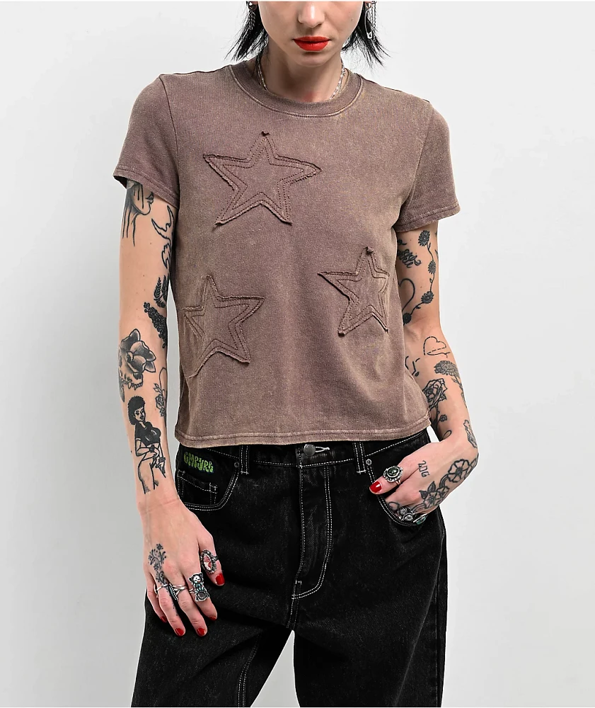 Empyre Ricky Brown Wash Crop T-Shirt