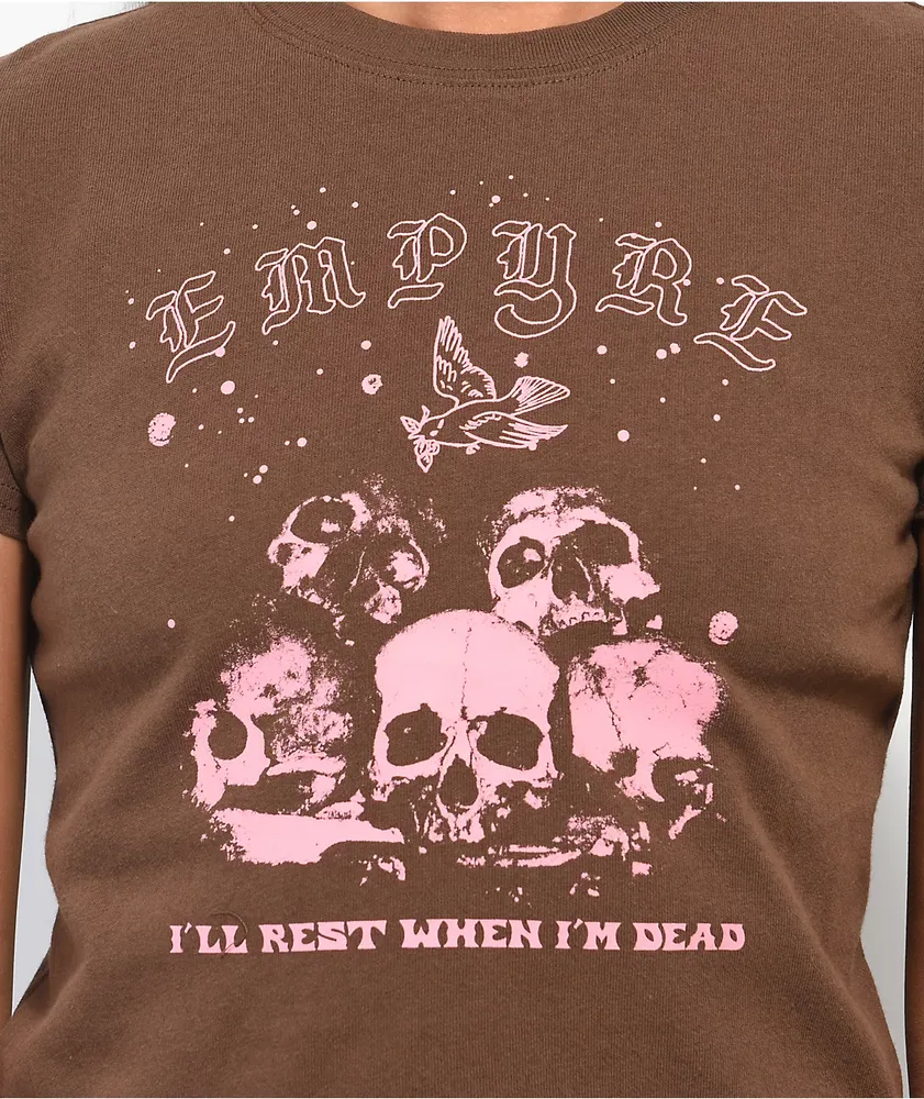 Empyre Ricky Ill Rest Brown Crop T-Shirt