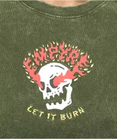 Empyre Ricky Skull Green Wash Crop T-Shirt