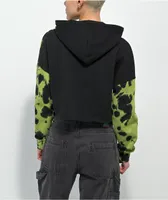 Empyre Riley Black & Green Tie Dye Crop Hoodie