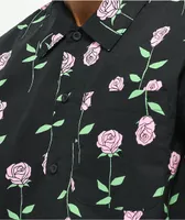 Empyre Rose Petals Black Short Sleeve Button Up Shirt