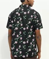 Empyre Rose Petals Black Short Sleeve Button Up Shirt