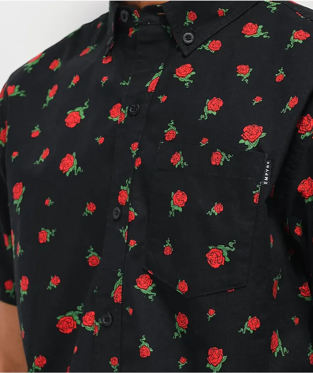 Empyre Tate Floral Black Short Sleeve Button Up Shirt