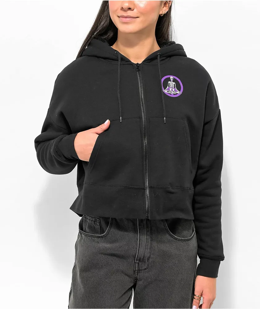 Empyre Rosine Black Sherpa Zip Hoodie