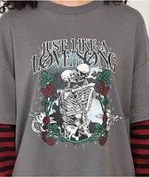 Empyre Roxie Love Song Grey & Red 2fer Long Sleeve T-Shirt