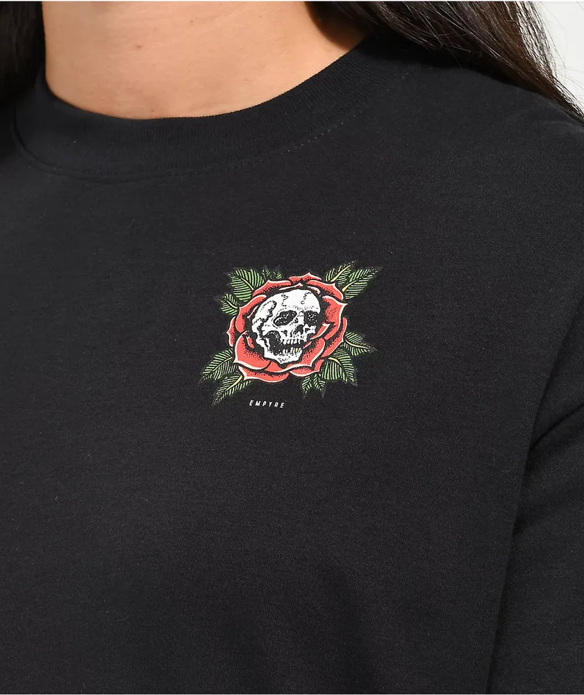 Empyre Roxie Skull & Rose Black & Red Layered Long Sleeve T-Shirt