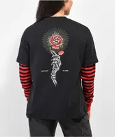 Empyre Roxie Skull & Rose Black & Red Layered Long Sleeve T-Shirt