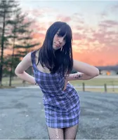 Empyre Sasha Purple Plaid Tank Dress