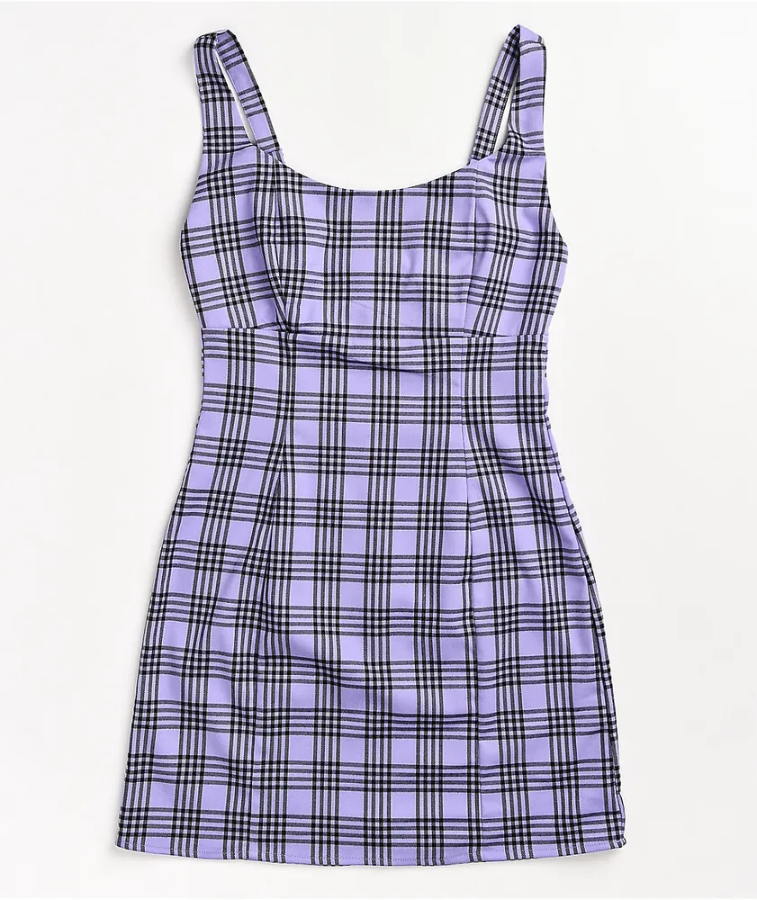 Empyre Sasha Purple Plaid Tank Dress