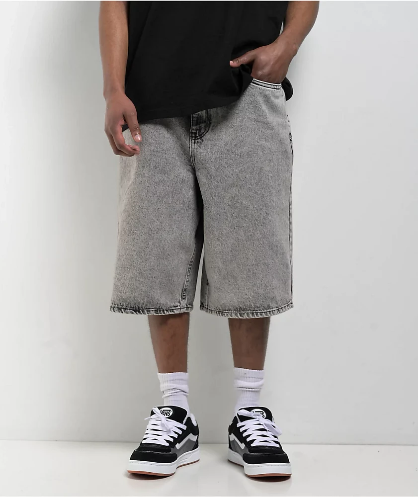 Empyre Scramble Grey Wash Ultra Loose Denim Skate Shorts