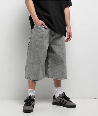 Empyre Scramble Ultra Wide Grey Wash Denim Skate Shorts