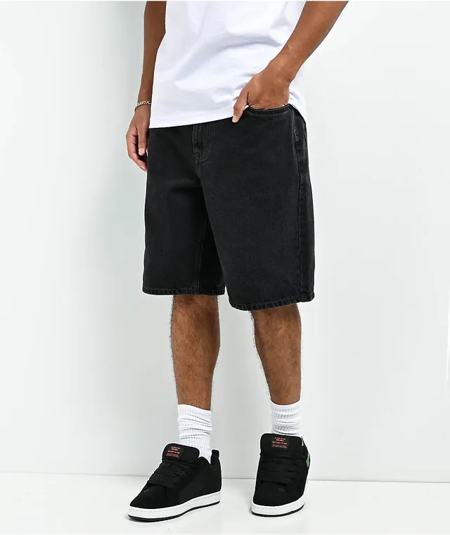 Empyre Tori Loose Fit Black Wash Denim Skate Shorts