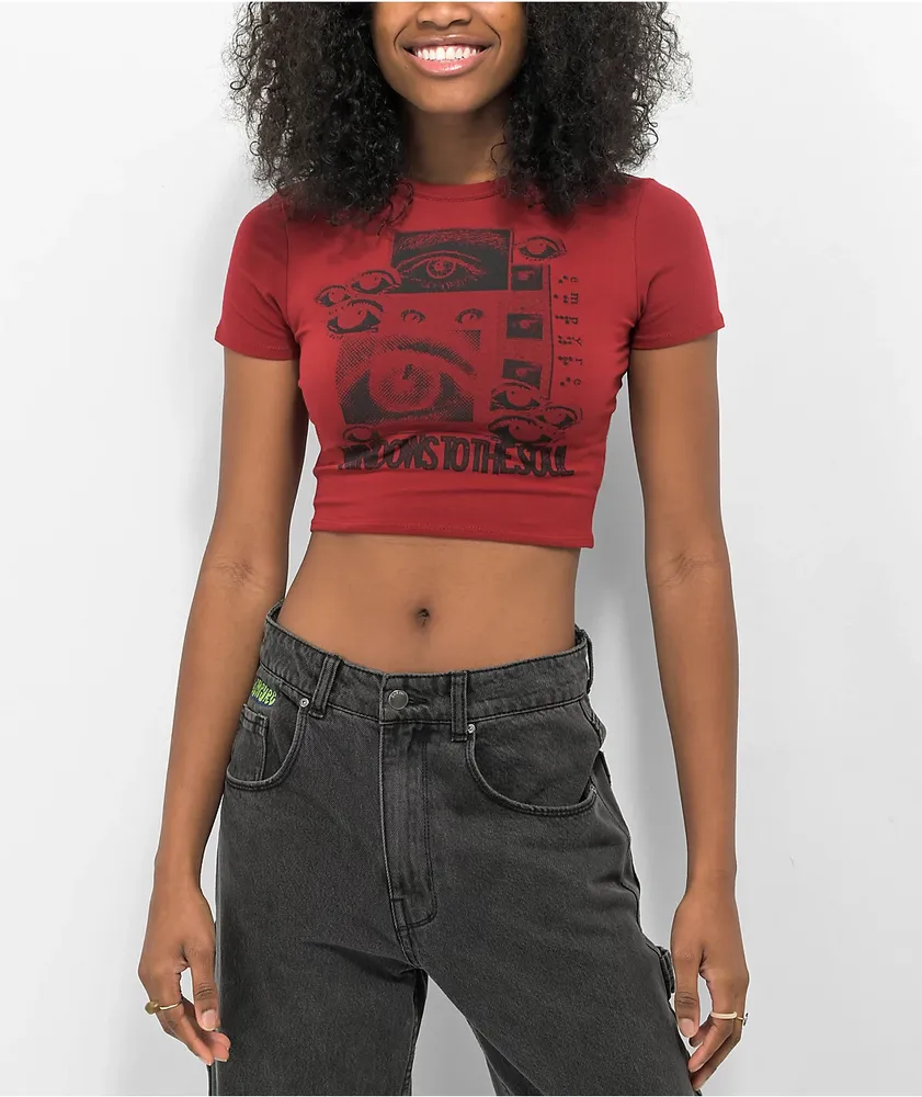 Empyre Sienna Buckle Dark Red Crop T-Shirt