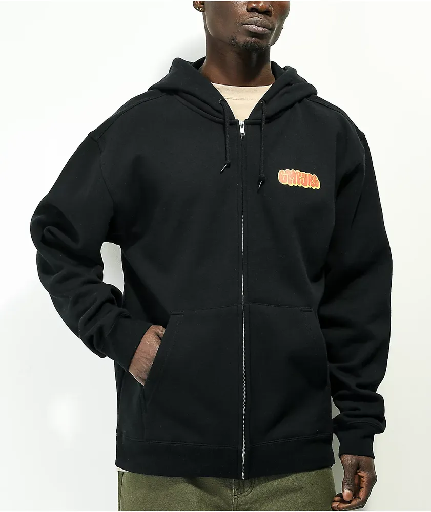 STUSSY STOCK LOGO ZIP HOODIE - BLACK - PLA Skateboarding