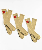 Empyre Skate 3 Pack Tan Crew Socks