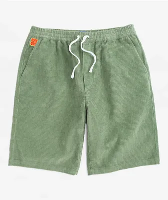 Empyre Skate Green Elastic Waist Corduroy Shorts