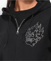 Empyre Skull Rhinestone Black Zip Hoodie