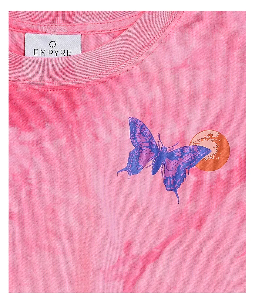 Empyre Sloane Skull Garden Pink Tie Front T-Shirt