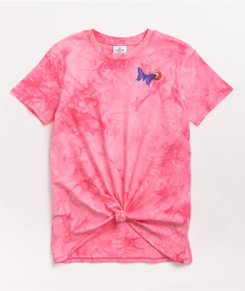 Empyre Sloane Skull Garden Pink Tie Front T-Shirt