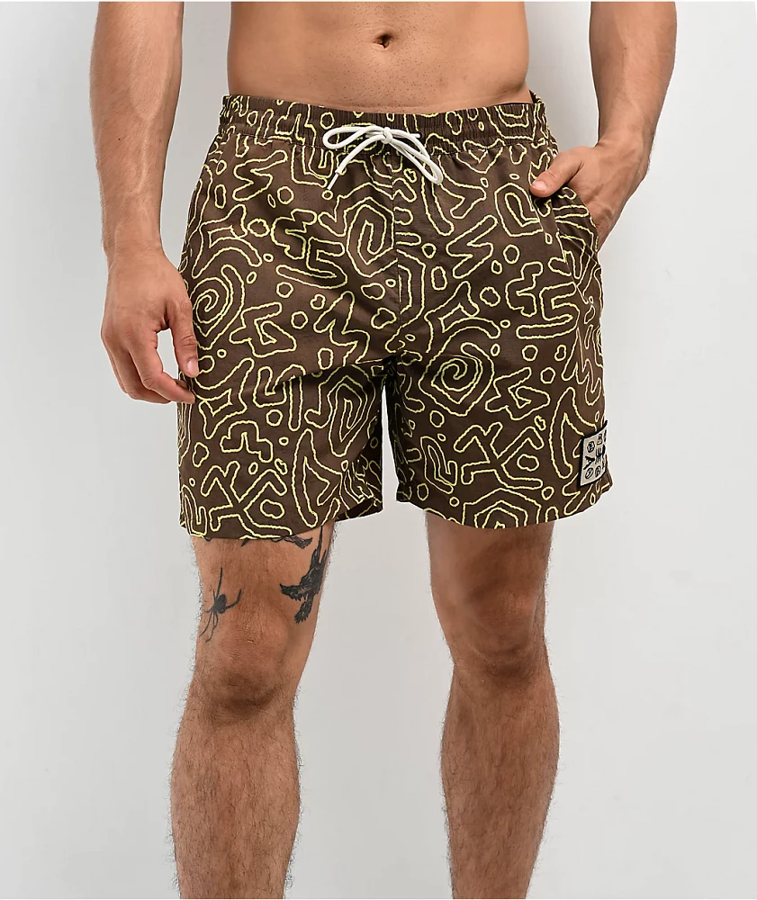 Empyre Squiggle Floater Brown Board Shorts