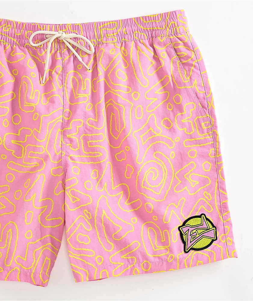 Empyre Squiggle Floater Pink & Yellow Board Shorts