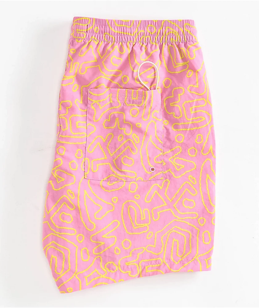 Empyre Squiggle Floater Pink & Yellow Board Shorts