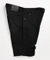 Empyre State Black Destroyed Denim Shorts