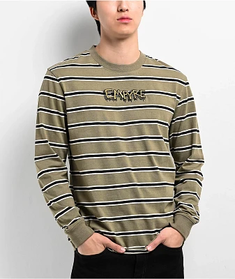 Empyre Stove Top Green Stripe Long Sleeve Knit T-Shirt