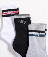 Empyre Stripe Logo Black, White, & Grey 3-Pack Ankle Socks