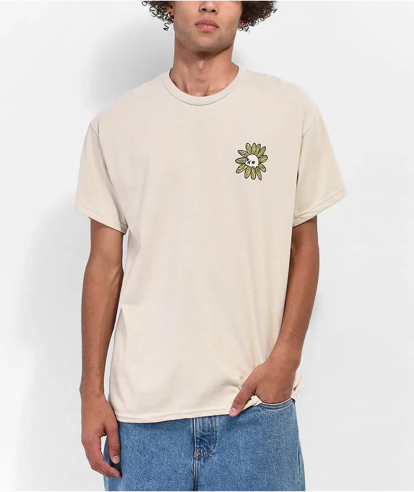 Empyre Sunflower Skull Tan T-Shirt